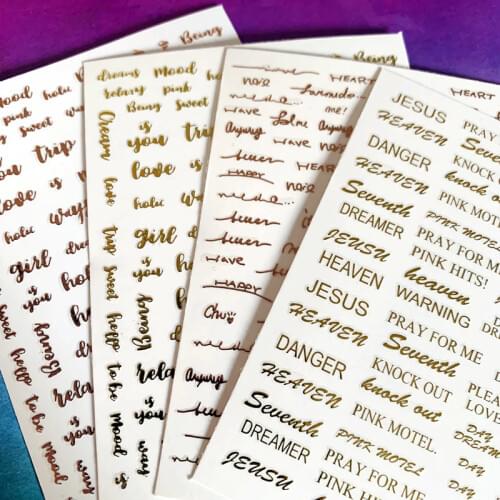 Newest MG-364 Rose gold English alphabet 3d nail art sticker nail decal stamping export japan designs rhinestones decorations