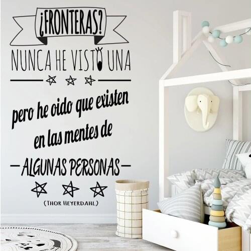 Wall Stickers Fronteras Nunca He Visto Una Spanish Quotes Decals Murals Bedroom Vinyl Home Decoration Livingroom Poster RU2151