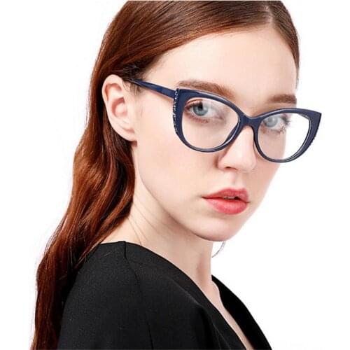 Womens Luxury Rhinestone Cat Eye Reading Glasses Fashion Ladies Crystal Decoration Presbyopia Glasses Diopter +50 to +400