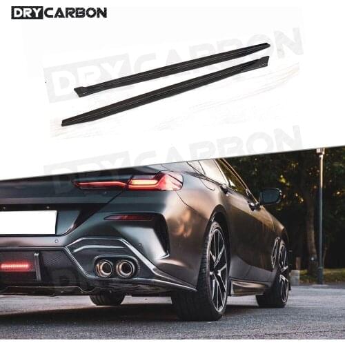 For BMW 8 Series G14 G15 G16 840i 2019 2020 Dry Carbon Fiber Side Skirts Door Bumper Lip Aprons Car Styling