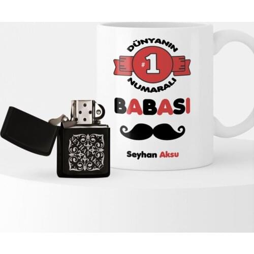 Personalized World 1 Number Father Gasoline Lighter and Mug Set