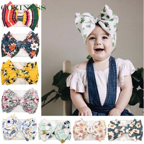COZINESS Baby Headband Printed Big Bowknot Children Hair Accessories Floral Baby Elastic Headband Baby Girls Outing Hair Band