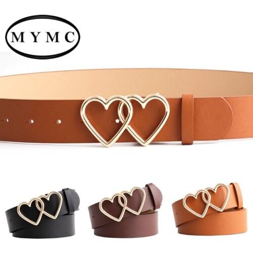 MYMC Love Heart Double-ring Buckle Belt Female Fashion Wild Ladies Student Decoration Jeans Casual Pants Waistband