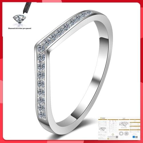 Luxury 925 Silver Passed Diamond Test Mossanite Ring Perfect Cut 0.12 ct D Color VVS1 Engagement Wedding Rings for Women