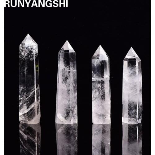 12-15cm 1pc Natural Clear Crystal Quartz Wand Point Healing Stones for Aquarium DIY Crafts Making Ornaments Home Decor Gift