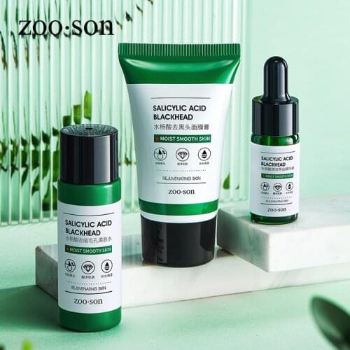 Salicylic Acid Blackhead Remover Care Kit Three-piece Skin Care Kit Oil Control through Pore Unisex Black Heads Peel Off Mask