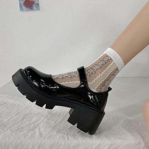 Women Student Shoes Japanese Style Ankle Strap Round Toe High Heels Platform Leather Shoes Cute Lolita JK Girls Mary Jane Shoes