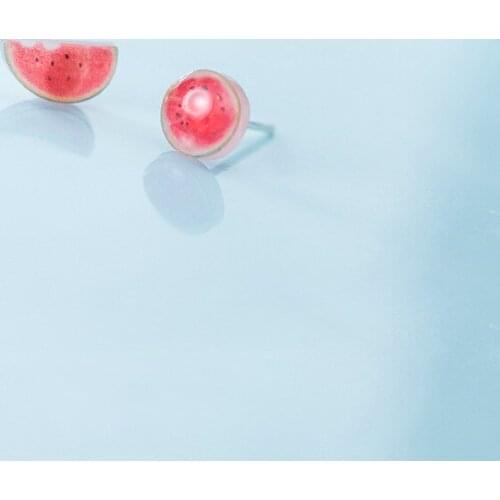 925 Sterling Silver Watermelon Stud Earrings Cute Sweet Summer Fruit Jewelry For Women Girl