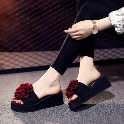 Women Slippers Summer Beach Platform Shoes Flowers Slippers Wedges Shoes for Women Heels Sleepers Shoes Woman Slippers Trend