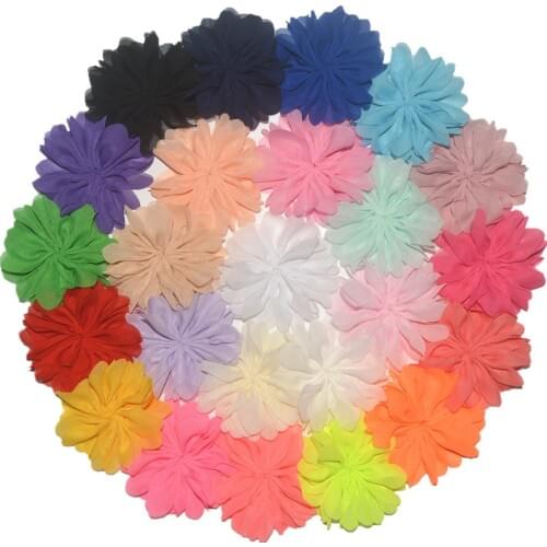 MengNa 2018 New 3.6" Chiffon Flower Not Finished DIY Flower for Girls Hair Accessories Headbands Flat Back 100pc/24 colors