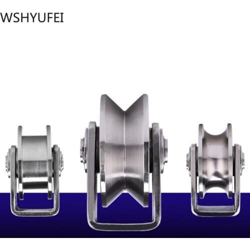 304 stainless steel bearing pulley wire rope pulley u-type v-h-shaped groove wheel sliding door track wheel lifting