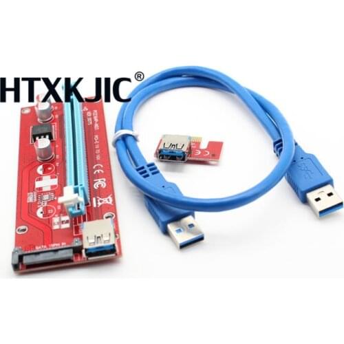 10pcs Red VER007S PCI Express Riser Card 1x to 16x PCI-E extender USB3.0 Cable 15pin SATA Power for Bitcion Mining Miner