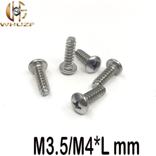 100pcs M3.5/M4 plate with nickel Round Pan Head Flat Tail Self-tapping Phillipps Screw Bolt