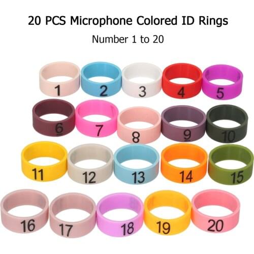 20 PCS Microphone Colored ID Rings Number Multicolor Soft Silicone Ring for Distinguishing Different Microphones (Random Color)