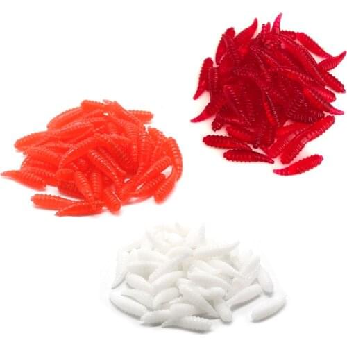 50pcs/lot soft bread bug bionic grubs trout lure 1.6cm/0.12g Hand Pole Bait Carp Lifelike Fishing Lure Maggot Grub Worms