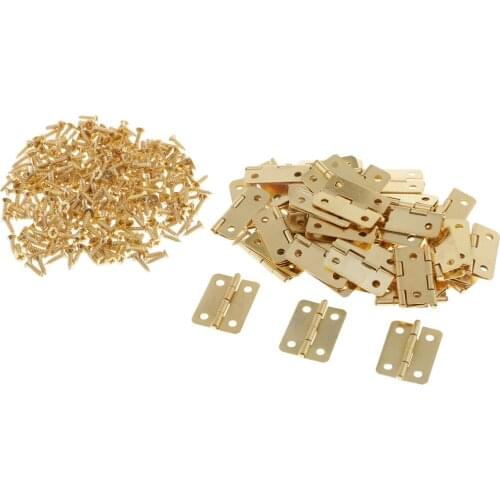50x Mini Retro Jewelry Box Gate Door Hardware Folding Butt Hinges With Screw