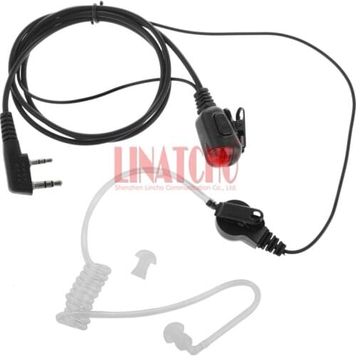 Acoustic tube K type 2 PINS Red light PTT walkie talkie transparent Air vibration conduit earphone