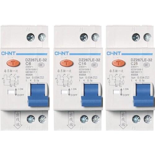 1Pc CHNT CHINT DZ267LE-32 1P+N DPNL 6A 10A 16A 20A 25A 32A Residual Current Circuit breaker RCBO MCCB 36MM