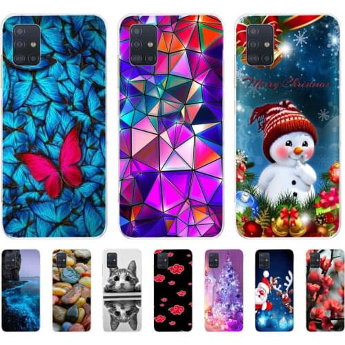 Phone Case For Samsung Galaxy A51 Case Cover Soft Silicon For Samsung Galaxy A51 A515 bumper Coque Back Shell flower cat