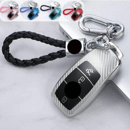 Carbon Fiber TPU Car Remote Key Bag Skin Fob Case 3 Buttons Cover For Mercedes Benz Class E S E300 E400 E63 S450 S63 keychian