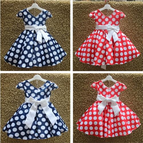 Baby Kids Girls Princess Party Polka Dot Bow Sleeveless Gown Formal Dress 3-9Y