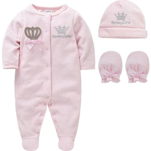 KAVKAS Baby Boys Rompers Royal Crown Prince Clothing Sets with Cap Gloves Infant Newborn One-Pieces Footies Overall Pajamas