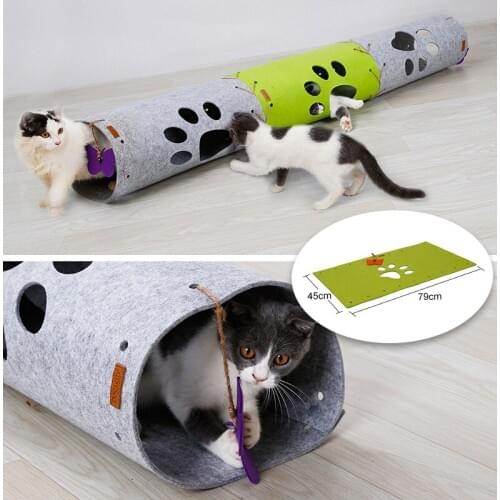 Felt Cat Toys Tunnel Foldable Folding Split Joint Blanket Kittens Interactive Fun Playing Game Hide Teasing split joint