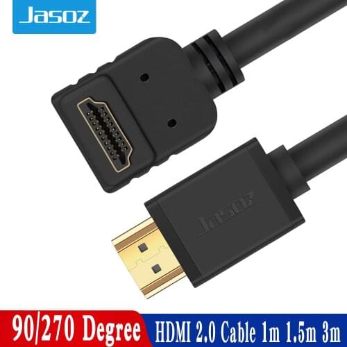 Jasoz HDMI Cable 4K HDMI 2.0 Cable HDMI 90/270 Degree Angle Adapter for Apple TV PS4 Splitter Video Audio 90 Degree HDMI Cable 3