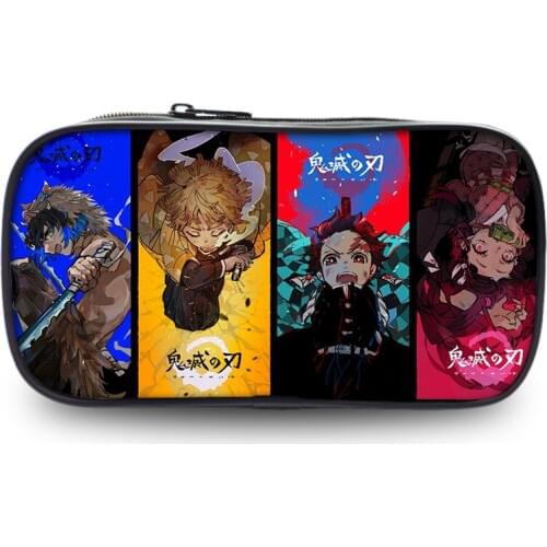 Kimetsu no Yaiba Pencil Case Creative Large Capacity Side Open Zipper Pencil Bag School Stationery Cosmetic bag
