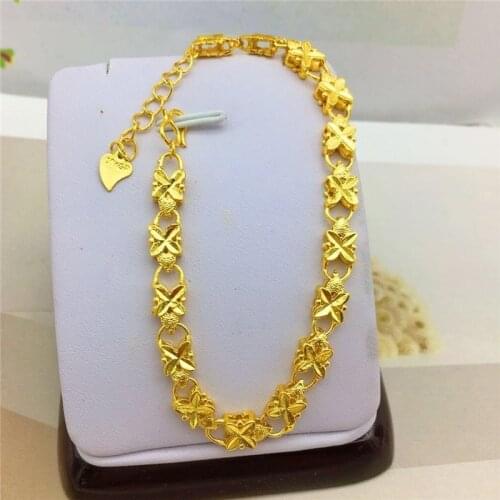 Korean Fashion 14K Gold Flowers Bracelet Womens Chain Bracelets Delicate Hand Jewelry for Women Anniversary Birthday Gifts