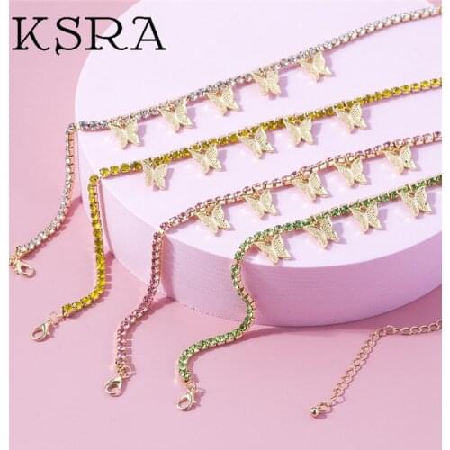 KSRA 2020 New Arrival Butterfly Pendant Choker Necklace Creative Fashion Colors Stone Butterfly Necklaces For Women Jewerly Gift