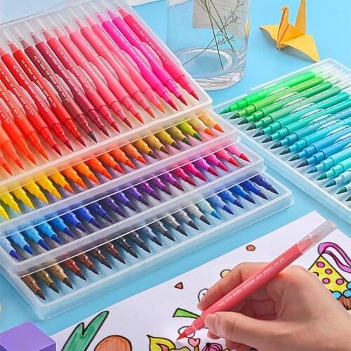 Graffiti Marker Pens 12/24/36/48/60 Watercolor Colored Markers for Drawing Dual Brush Pen&Drawing Liners Art Supplies Stationery