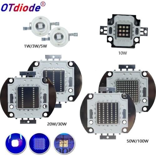 High Power UV Purple LED Chips 395nm 400nm 3W 5W 10W 20W 30W 50W 100W COB Lights Bulbs Lamp