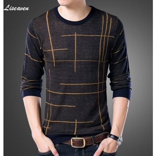 Liseaven 2019 Mens Pullovers Autumn Winter Men Sweater O-Neck Sweaters Mens Long Sleeve Pullover Clothing Men