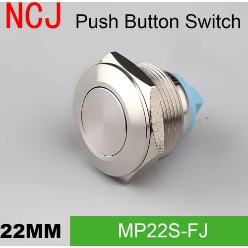 NCJ 22mm Metal Push Button Switch IP67 self-reset Momentary Reset 5A