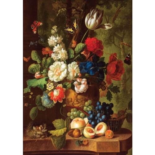 Nova 1000 Piece Roses and Tulips Still Life Adult Jigsaw Puzzle-Colorful Flowers Peach Apricot Walnut