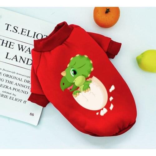 Pet Cat Dog Clothes Dinosaur Printed Hoodies Pet Sweatshirt Chihuahua Dog T Shirt Puppy Fleece Dog Costumes Yorkshire Outfit