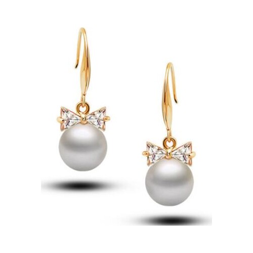 Genuine natural pearl Earring pearl earring For Women Engagement Earring White red white sterling--jewelry