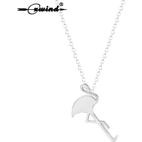 Cxwind Flamingo Necklaces Animal Crane Bird Pendant Necklace for Women Charm Gift Fashion Neck Chain Necklace Jewellery