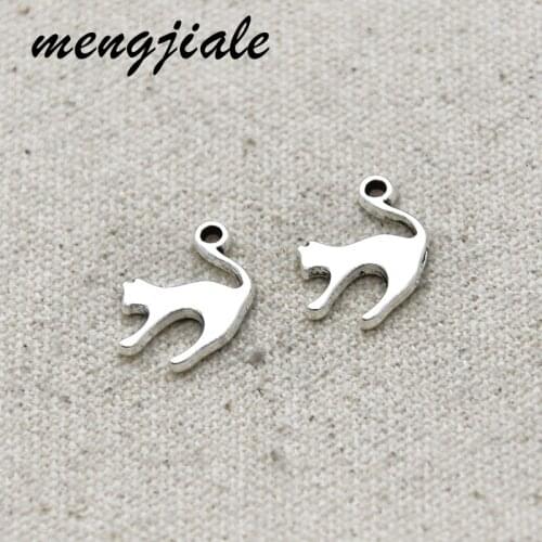 25pcs 19*14mm antique silver tone charms cat Charms silver cat Charms for necklace pendant Jewelry making