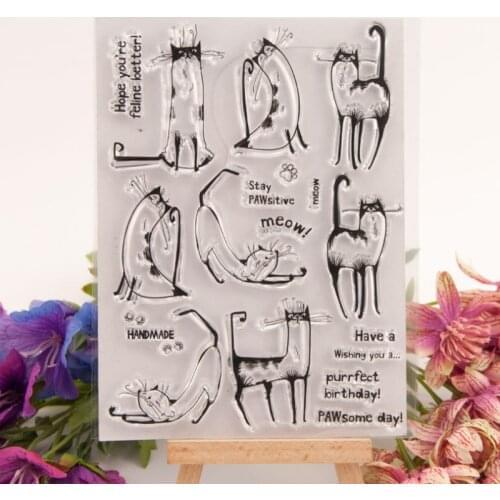 Lazy Cat Transparent Seal Clear Silicone Stamp Cutting DIY Scrapbooking Rubber Coloring Embossing Decoration Reusable 11*15cm