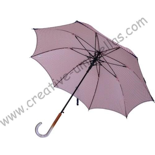 Straight ladies' check umbrellas,210T pongee British Check auto open,60T alloy shaft for Spain Market,High-grade madam parasols