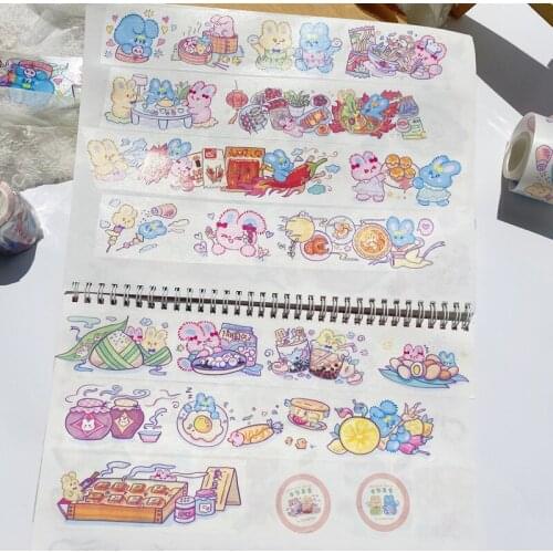 Hand In Hand Chinese Food PET Special Oil Washi Tapes Bullet Journal Masking Tape Adhesive Tape DIY Scrapbooking Washi Stickers