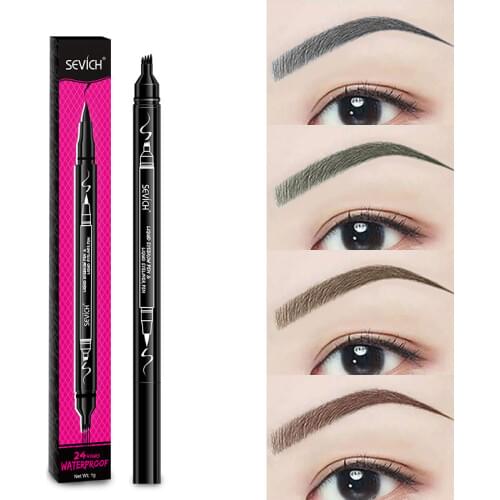 Sevich Tattoo Eyebrow Pencils Waterproof Fork tip Eyebrow Tattoo Pen 4 Head Fine Sketch Enhancer Korean Cosmetics