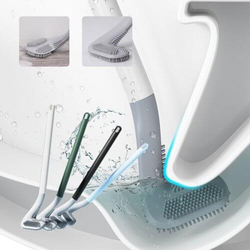 Long Handle Toilet Cleaning Brush Silicone Toilet Brushes for Bathroom Toilet Cleaning Brush Bendable Silicone Brush Head