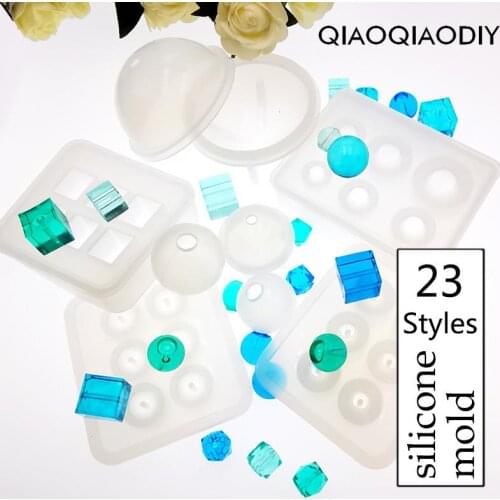 Silicone Mold for Jewelry 12mm 16mm Cube Ball Beads with Hole 6 Compartment Epoxy Resin Silicone Mould Handmade Craft
