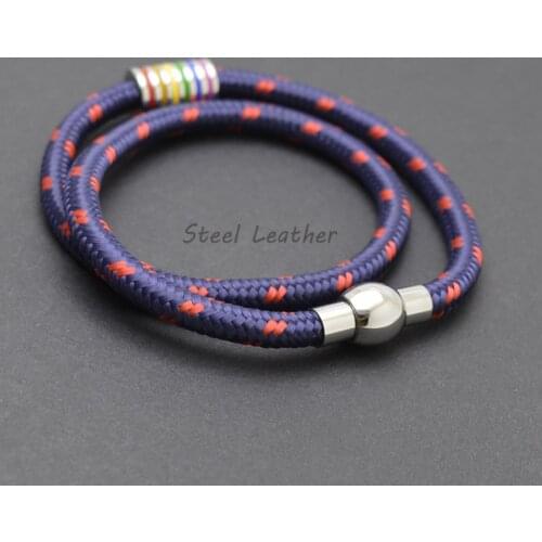 Steel Leather Bracelets With Charms