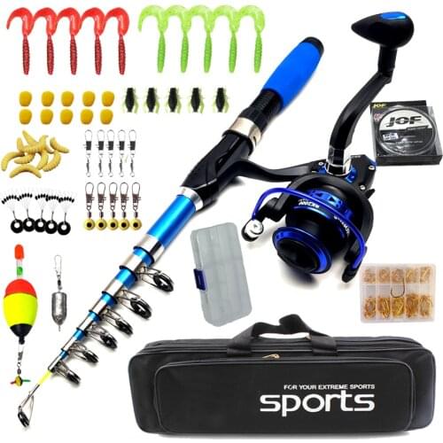 Travel telescopic fishing rod combo 1.1-2.1m feeder rod with spinning reel carp bass pike trout pole boat rock stick