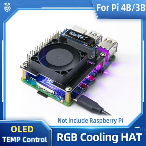 Raspberry Pi 4 Intelligent Control Fan Speed Temperature Control LCD Ice Fan Expention Board for Raspberry Pi 4 Model B/3B+/3B