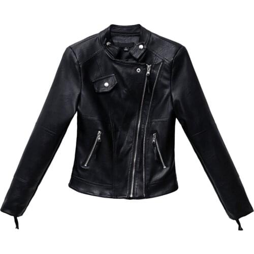 2020 New Autumn Women Pu Leather Jacket Woman Zipper Short Coat Female Black Punk Bomber Faux Leather Outwear spring Blazer